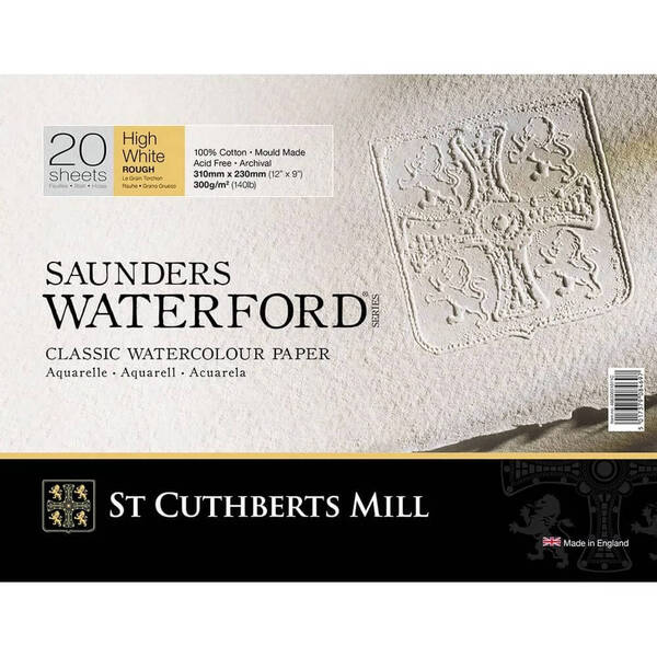 St Cuthberts Mill Saunders Waterford Sulu Boya Defteri 300G/M² 310X230mm 20 Yaprak Kalın Doku Beyaz