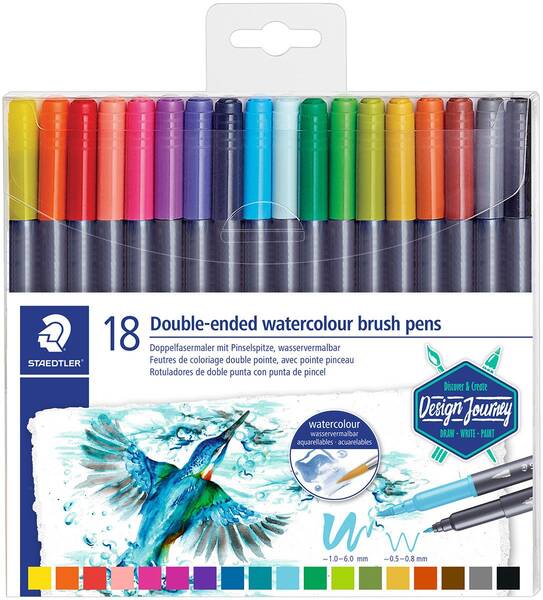 Staedtler 3001 Tb18 Firçali Çift Tar.Keçeli Kalem 18Li - 1