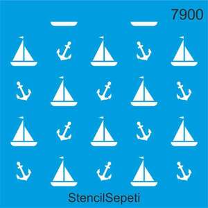 Stencil Sepeti - Stencil Sepeti Stencil 20X20 Kod:7900 Yelkenli Duvar Deseni