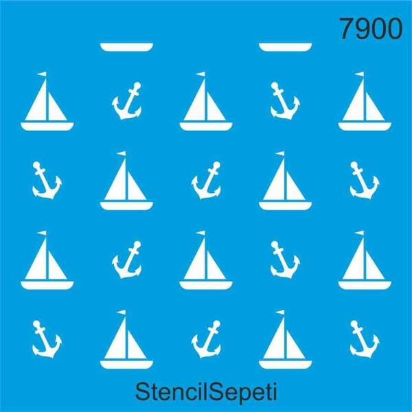 Stencil Sepeti Stencil 20X20 Kod:7900 Yelkenli Duvar Deseni