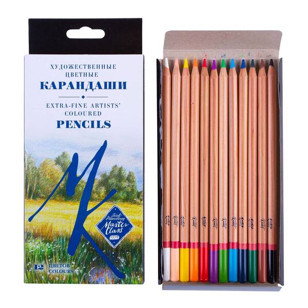 St.Petersburg Extra Fine Artists Coloured Pencils Master Class, 12 Colours, Carton Box