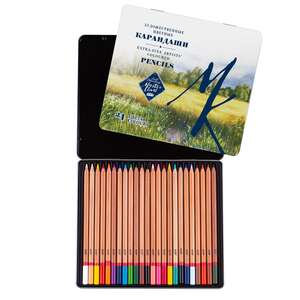 St.Petersburg Extra Fine Artists Coloured Pencils Master Class, 24 Colours, Tin Box - Thumbnail