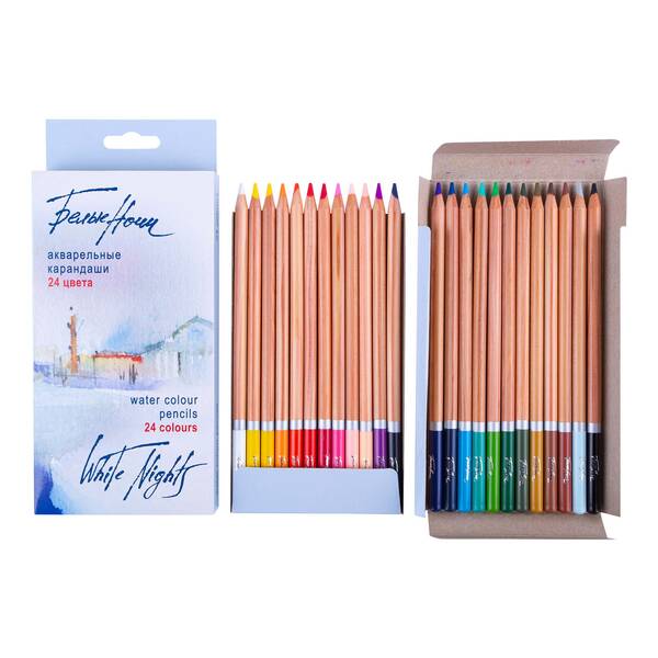 St.Petersburg Watercolour Pencils White Nights, 24 Colours, Carton Box