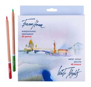 St.Petersburg Watercolour Pencils White Nights, 48 Colours, Carton Box - Thumbnail