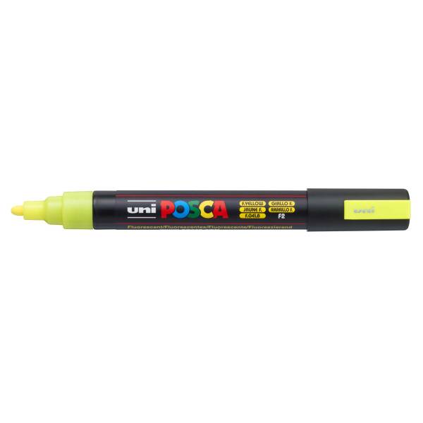 Uni Posca PC-5M Medium Marker 1.8-2.5 mm Fluorescent Yellow - 1