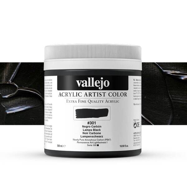 Vallejo Artist Akrilik Boya 500Ml Seri 1 301 Lamp Black - 1