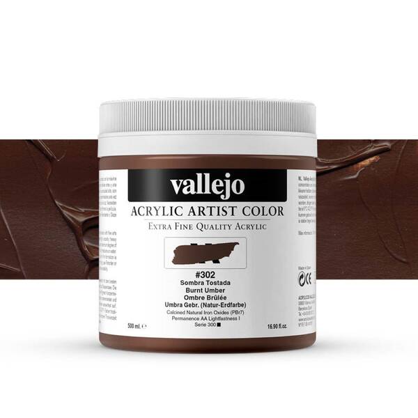 Vallejo Artist Akrilik Boya 500Ml Seri 1 302 Burnt Umber - 1
