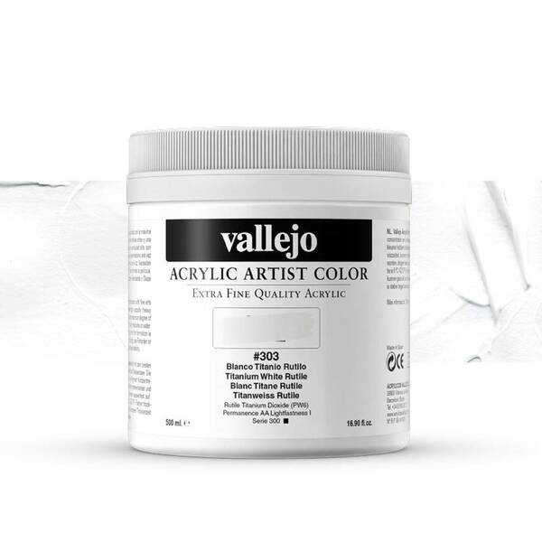Vallejo Artist Akrilik Boya 500Ml Seri 1 303 Titanium White Rutile - 1