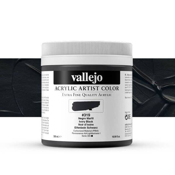 Vallejo Artist Akrilik Boya 500Ml Seri 1 319 Ivory Black - 1