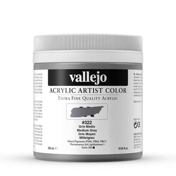 Vallejo Artist Akrilik Boya 500Ml Seri 1 322 Medium Grey - 3