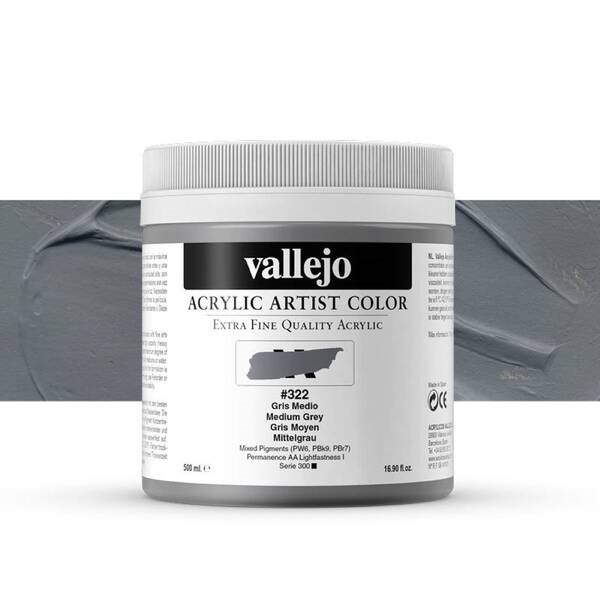 Vallejo Artist Akrilik Boya 500Ml Seri 1 322 Medium Grey - 1