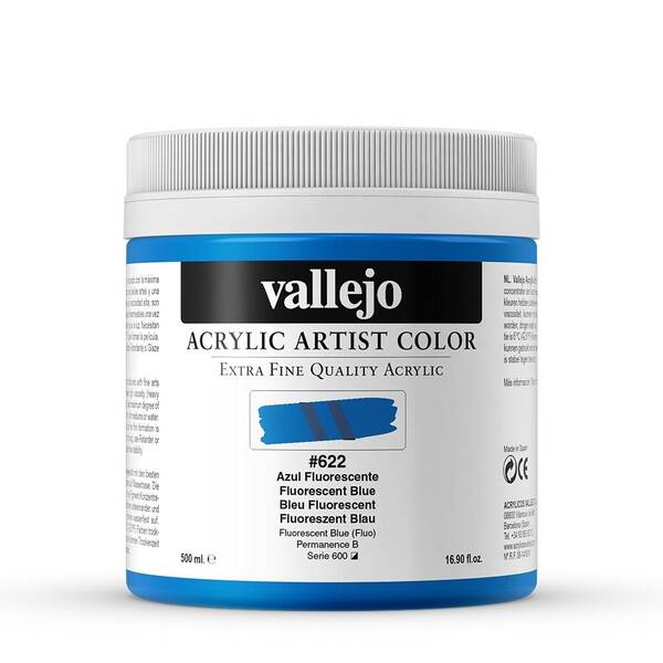 Vallejo Artist Akrilik Boya 500Ml Seri 4 622 Fluorescent Blue