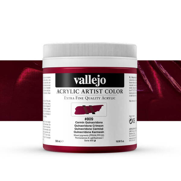 Vallejo Artist Akrilik Boya 500Ml Seri 6 809 Quinacridone Crimson - 1