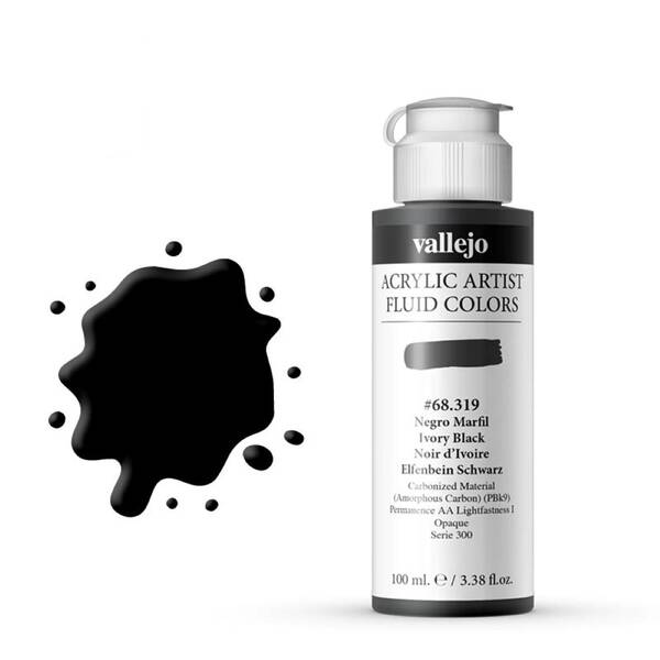 Vallejo Fluid Akrilik Boya 100Ml Seri 1 319 Ivory Black - 1
