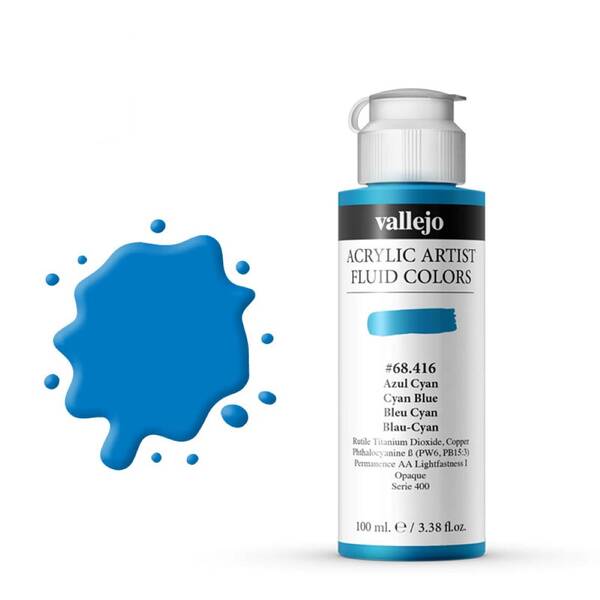Vallejo Fluid Akrilik Boya 100Ml Seri 2 416 Cyan Blue - 1