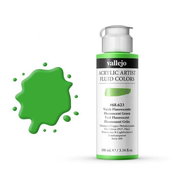 Vallejo Fluid Akrilik Boya 100Ml Seri 3 623 Green Fluorescent - 1