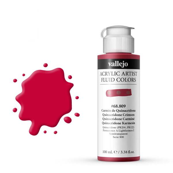 Vallejo Fluid Akrilik Boya 100Ml Seri 4 809 Quinacridone Crimson - 1