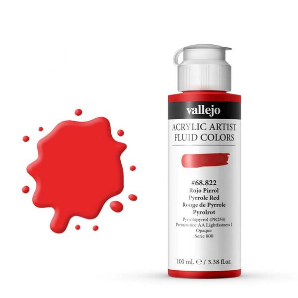 Vallejo Fluid Akrilik Boya 100Ml Seri 4 822 Pyrrole Red