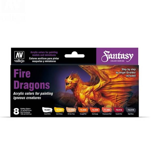 Vallejo Game Color Fire Dragons Fantasy Set 8X17ML 72.312 - 1