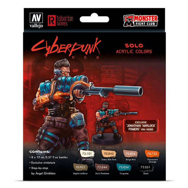 Vallejo Game Color Set: Solo Jonathan Warlock Powers Miniature By Angel Giraldez (8) 72.309 - 1