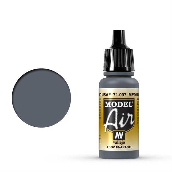 Vallejo Model Air 17Ml 71.097 Medium Gunship Gray - 1