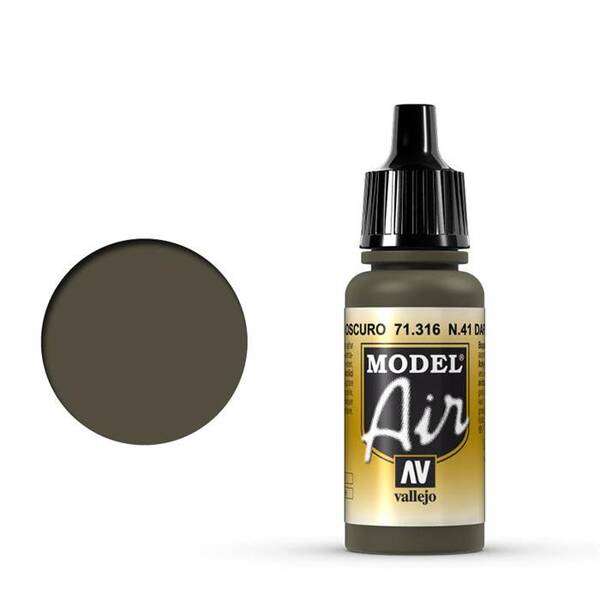 Vallejo Model Air 17Ml 71.316 N41 Dark Olive Drab - 1