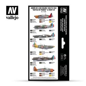 Vallejo Model Air Set: Armee De Lair Colors 1939 To 1942 Battle Of France & Vichy AF 71.126 - 2