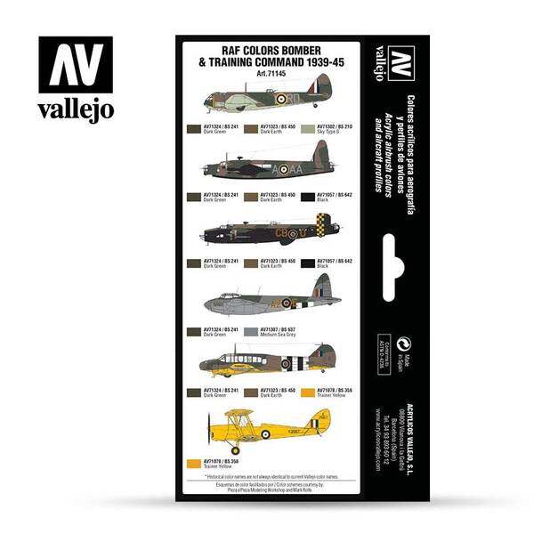 Vallejo Model Air Set:Bomber And Training Command 1939-45 71.145