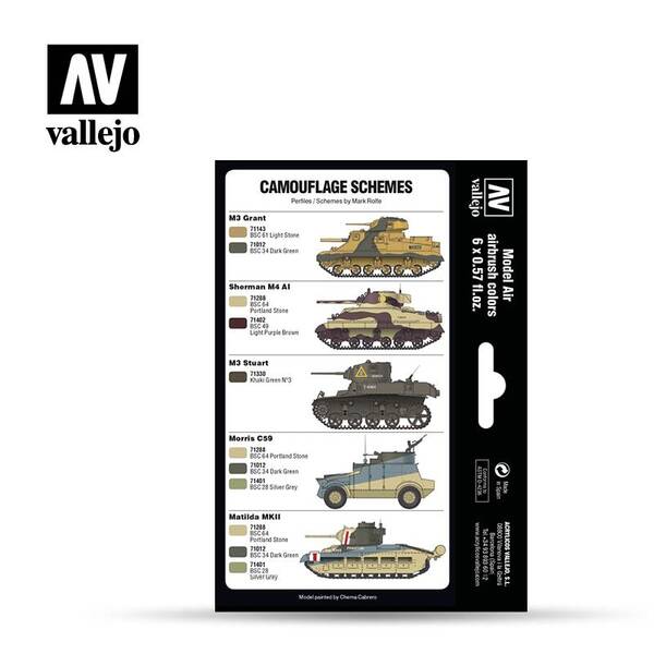 Vallejo Model Air Set:Caunter British Colors (6) 71.211