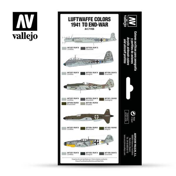 Vallejo Model Air Set:Luftwaffe Colors 1941 To End-War 71.166 - 2