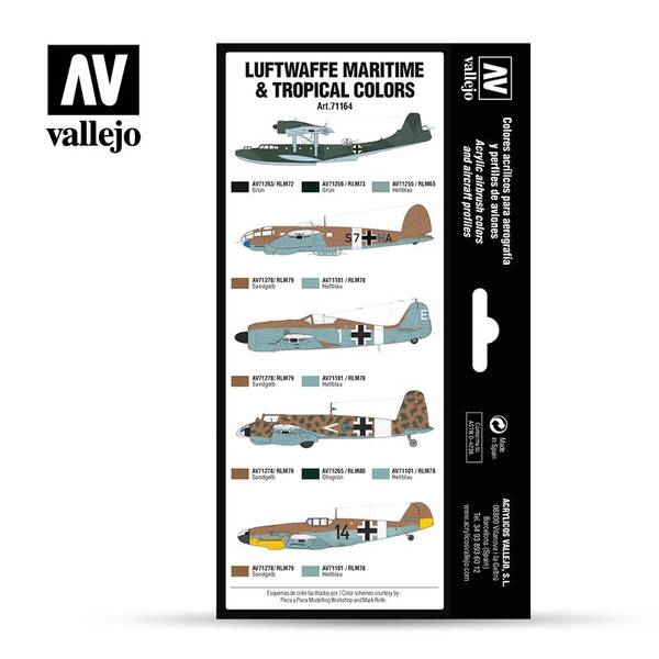 Vallejo Model Air Set:Luftwaffe Maritime-Tropical Colors Set (8) 71.164