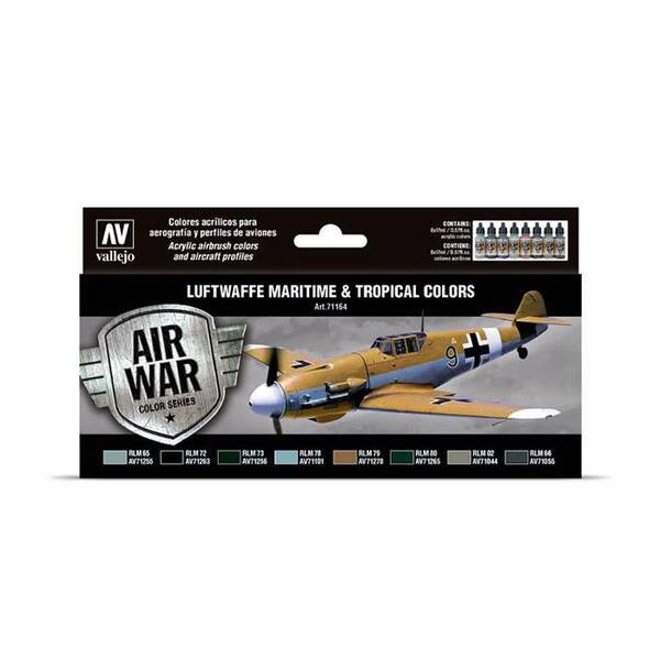 Vallejo Model Air Set:Luftwaffe Maritime-Tropical Colors Set (8) 71.164 - 1