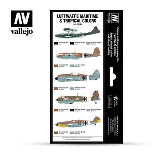 Vallejo Model Air Set:Luftwaffe Maritime-Tropical Colors Set (8) 71.164 - 2