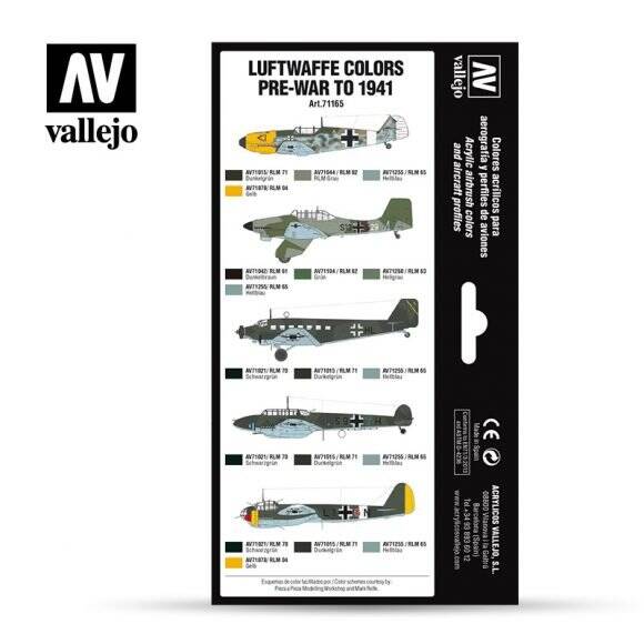 Vallejo Model Air Set:Luftwaffe Pre-War To 1941 (8) 71.165