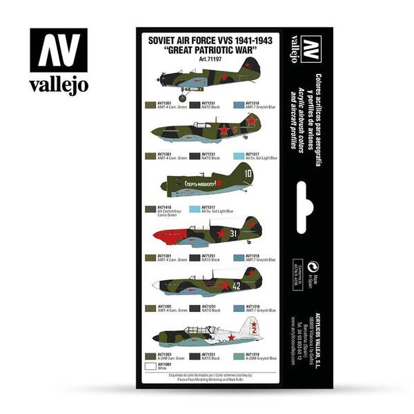 Vallejo Model Air Set:Soviet Air Force VVS 1941-1943 Great Patriotic War 71.197