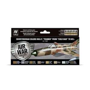 Vallejo Model Air Set:Soviet/Russian Colors MIG-21 Fishbed From Cold War To 90's 71607 - Vallejo