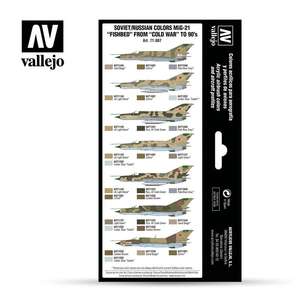 Vallejo Model Air Set:Soviet/Russian Colors MIG-21 Fishbed From Cold War To 90's 71607 - Thumbnail