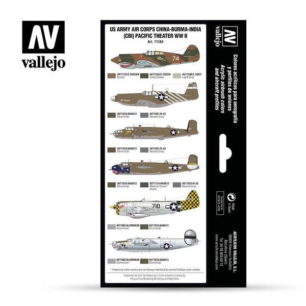 Vallejo Model Air Set:US Army Air Corps China-Burma-India (CBI) Pacific Theater WWII 71.184