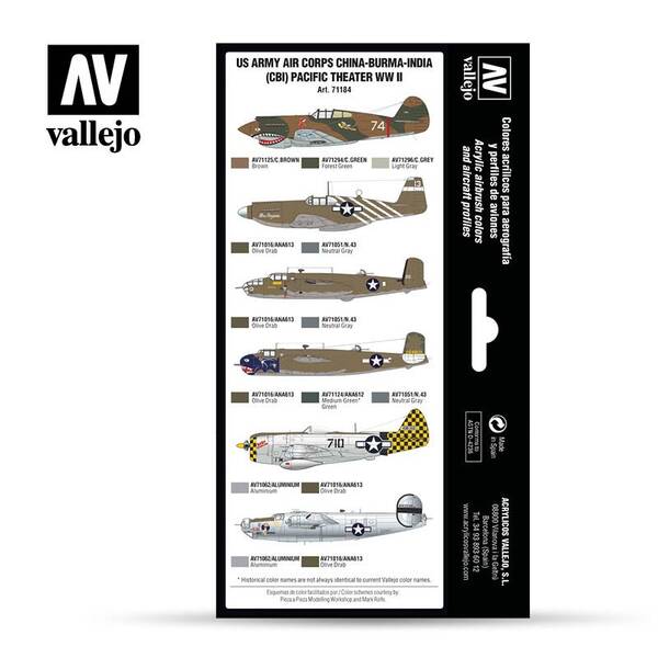 Vallejo Model Air Set:US Army Air Corps China-Burma-India (CBI) Pacific Theater WWII 71.184 - 2