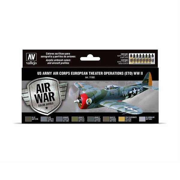 Vallejo Model Air Set:US Army Air Corps Europan Theater Operations (Eto) WWII 71.182