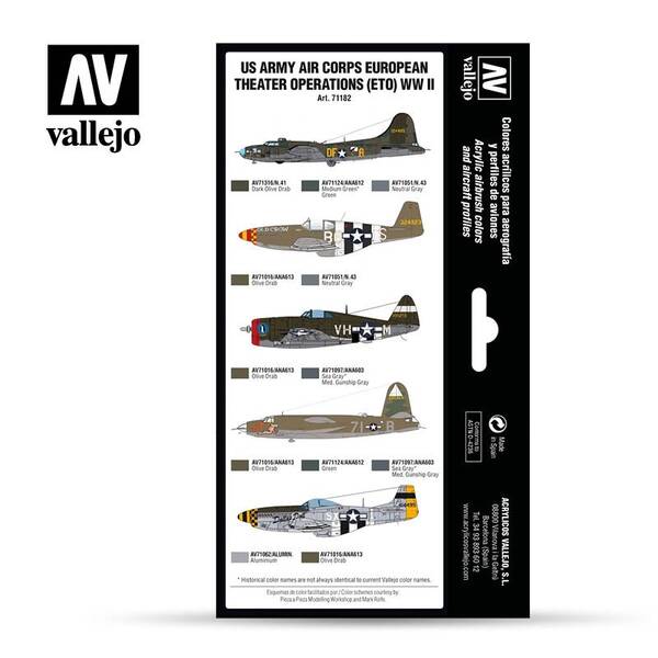 Vallejo Model Air Set:US Army Air Corps Europan Theater Operations (Eto) WWII 71.182 - 2