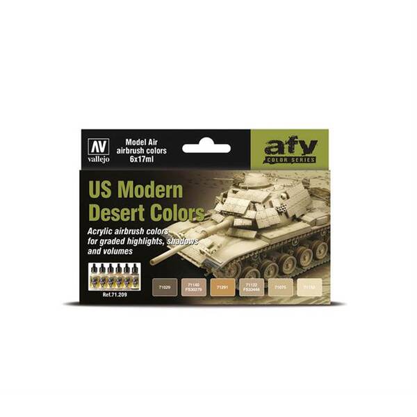 Vallejo Model Air Set: US Modern Desert Colors (6) 71.209 - 1