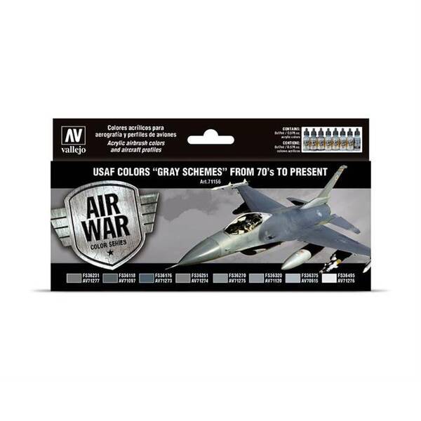 Vallejo Model Air Set:USAF Colors Gray Schemes From 70's To Present
