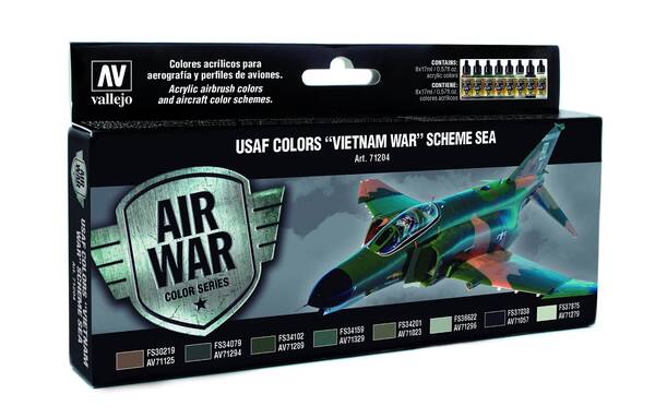 Vallejo Model Air Set:USAF Colors Vietnam War Scheme Sea (8) 71.204