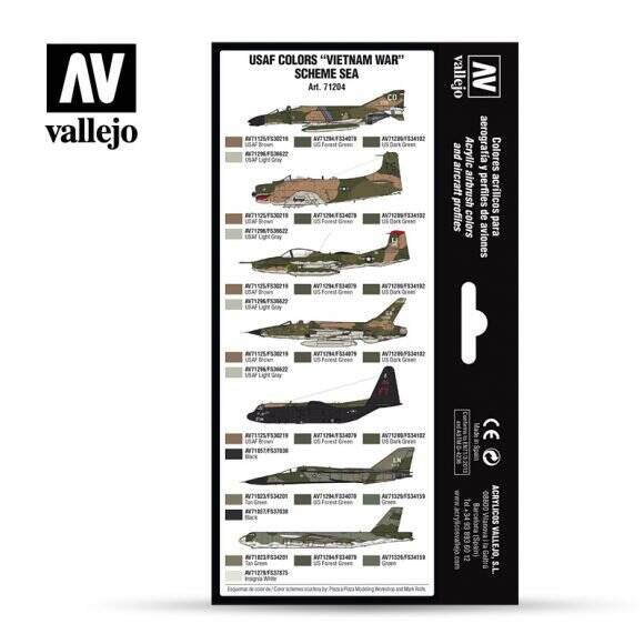 Vallejo Model Air Set:USAF Colors Vietnam War Scheme Sea (8) 71.204