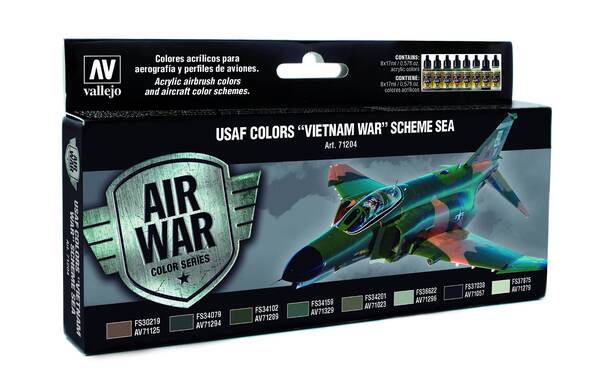 Vallejo Model Air Set:USAF Colors Vietnam War Scheme Sea (8) 71.204 - 1