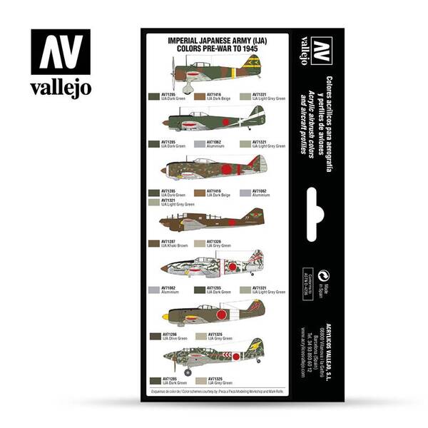 Vallejo Model Air Set:Imperial Japanese Army (IJA) Colors Pre-War To 1945 (8) 71.152