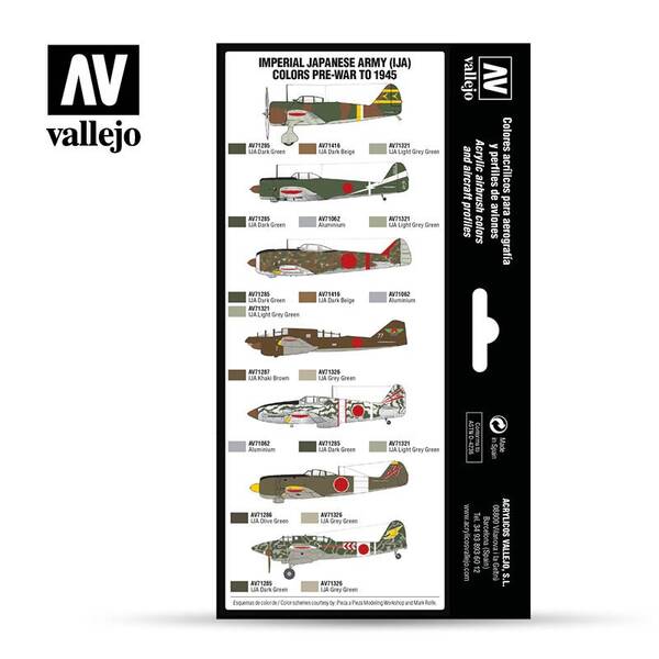 Vallejo Model Air Set:Imperial Japanese Army (IJA) Colors Pre-War To 1945 (8) 71.152 - 2