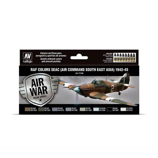 Vallejo Model Air Set:Raf Colors Seac (Air Command South East Asia)1942-45 71.146 - 1