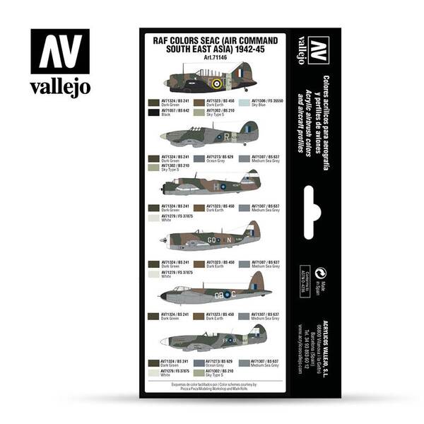 Vallejo Model Air Set:Raf Colors Seac (Air Command South East Asia)1942-45 71.146 - 2